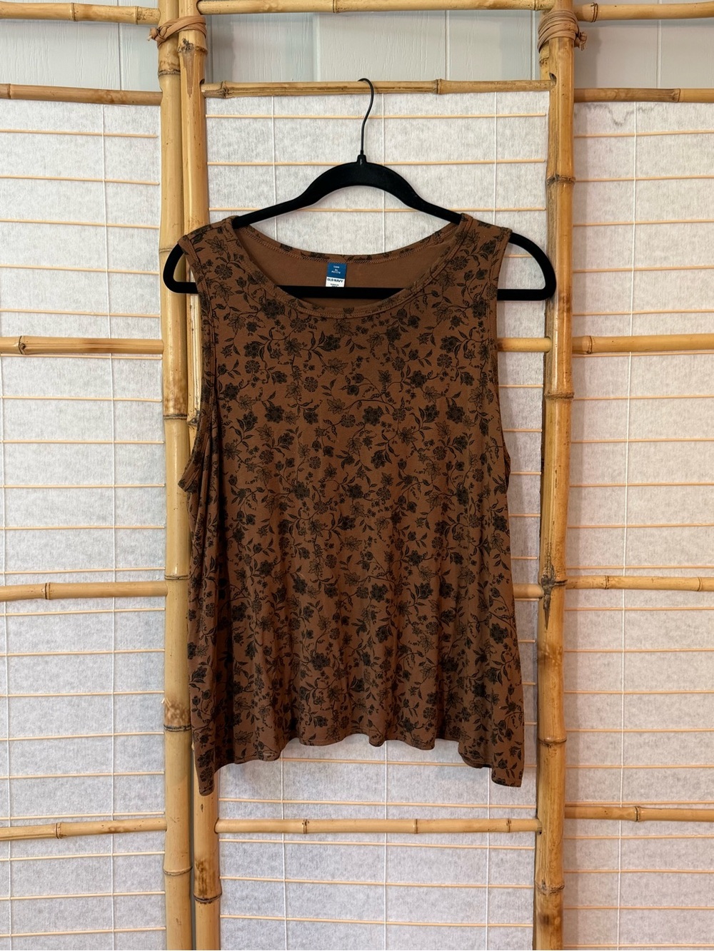 Old Navy Brown Floral Scoop Neck Swing Tank